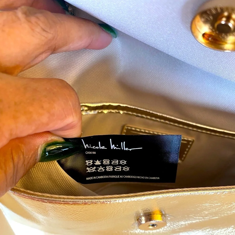NICOLE MILLER Gold Metallic Shoulder Bag, NWT